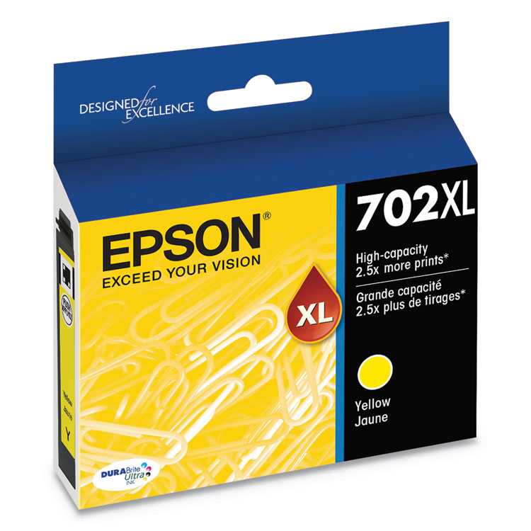 EPSON AMERICA, . T702XL420-S (702XL) DURABrite Ultra High-Yield Ink, 950 Page-Yield, Yellow (EPST702XL420S)