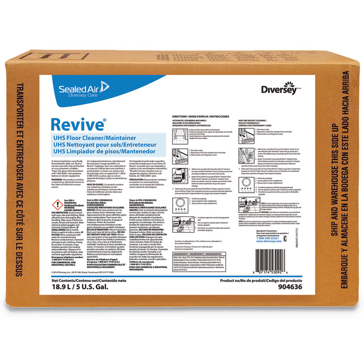 DIVERSEY Revive UHS Floor Cleaner/Maintainer, Sweet Scent, 5 gal Box (DVS101109868)
