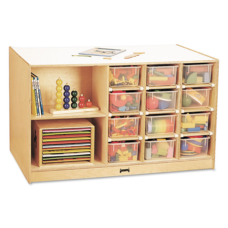 JONTI-CRAFT, . Mobile Storage Island with Clear Cubbie-Trays, 48" x 29" x 29.5", Birch (JNT04400JC)
