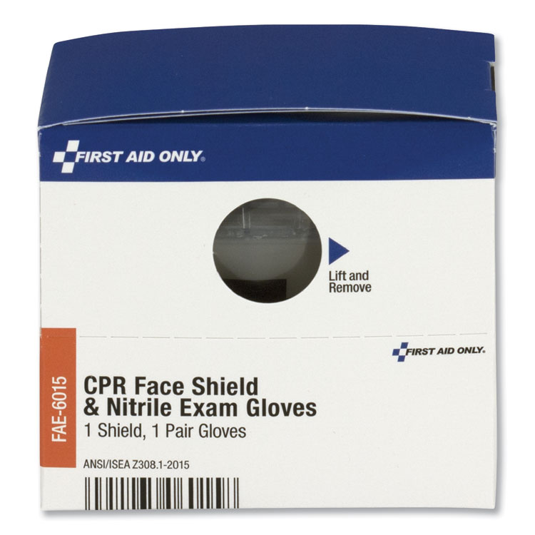 FIRST AID ONLY, . SmartCompliance Rescue Breather Face Shield with 2 Nitrile Exam Gloves, One Size Fits Most (FAOFAE6015)