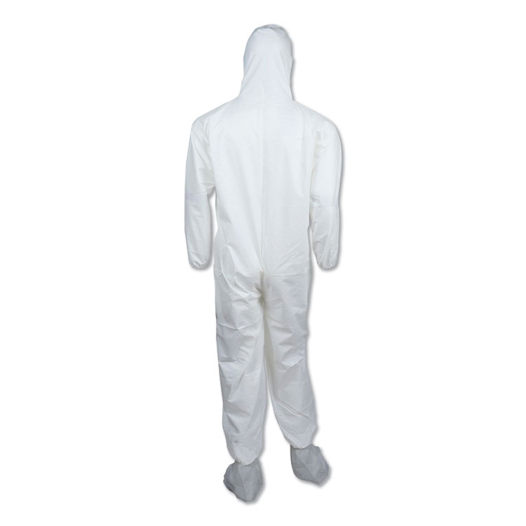 KIMBERLY-CLARK PROFESSIONAL A45 Liquid/Particle Protection Surface Prep/Paint Coveralls, Hood, Elastic Wrist/Ankles, Boots, 4XL, White, 25/Carton (ANS48977)