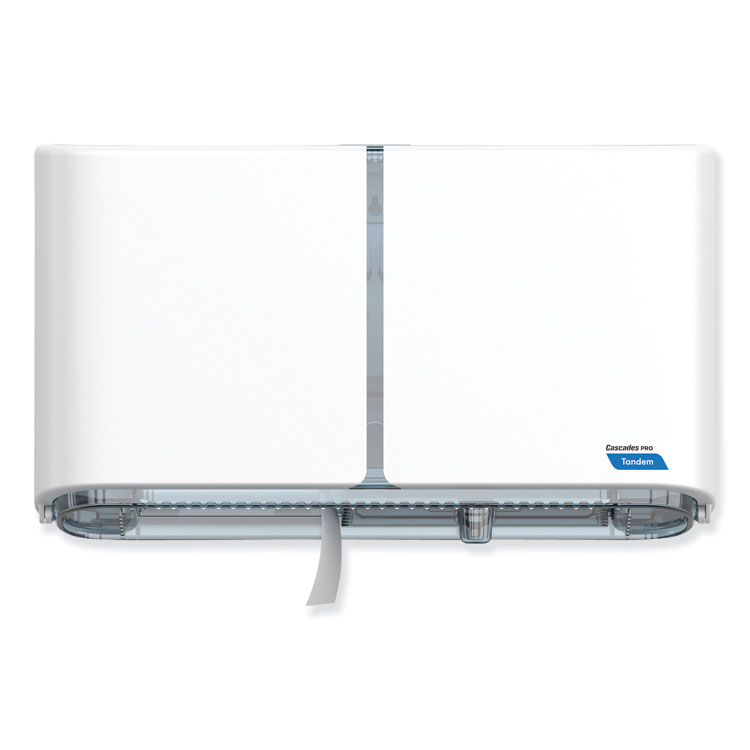 CASCADES TISSUE GROUP Tandem Double Roll Jumbo Bathroom Tissue Dispenser, 20.5 x 5.56 x 12.02, White (CSDC381)