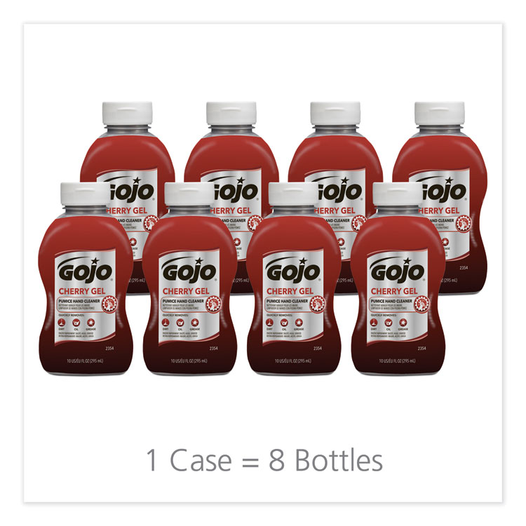 GO-JO INDUSTRIES Cherry Gel Pumice Hand Cleaner, Cherry Scent, 10 oz, 8/Carton (GOJ235408)