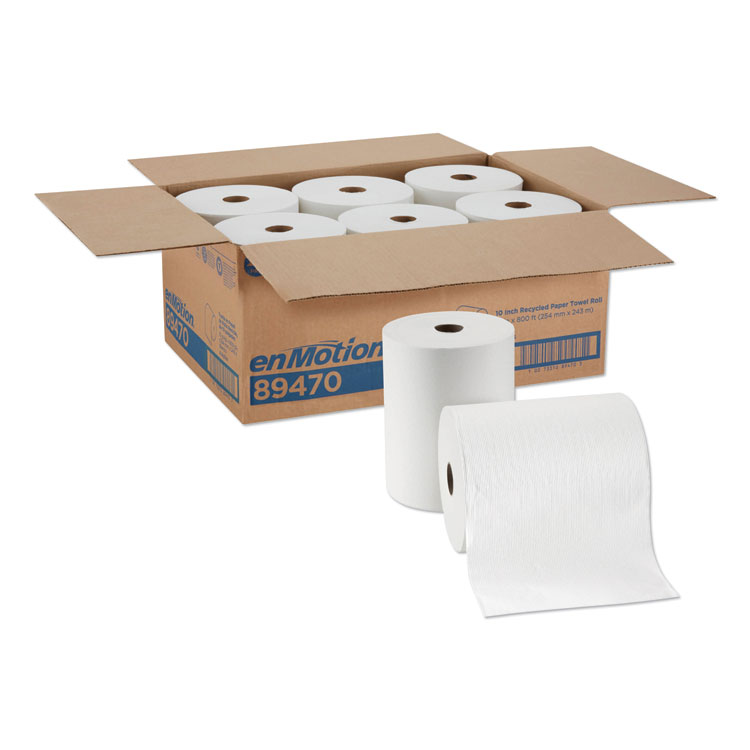GEORGIA PACIFIC enMotion High Capacity Roll Towel, 1-Ply, 10" x 800 ft, White, 6 Rolls/Carton (GPC89470)