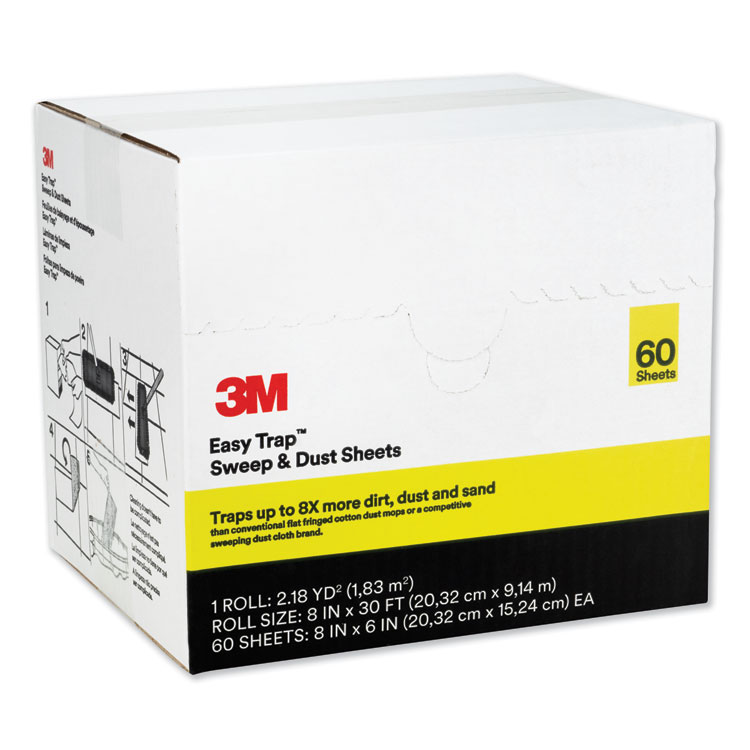 3M/COMMERCIAL TAPE DIV. Easy Trap Duster, 8" x 30 ft, White, 60 Sheets/Box, 8 Boxes/Carton (MMM59152WCT)