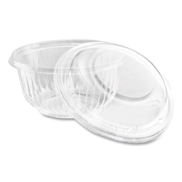 DART PresentaBowls Bowl/Lid Combo-Paks, 16 oz, 5.38" Diameter x 2.6" h, Clear, Plastic, 63/Pack, 4 Pack/Carton (DCCPET16BCD)