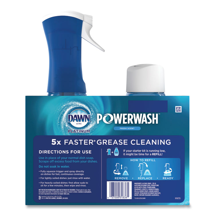 PROCTER & GAMBLE Platinum Powerwash Dish Spray, Fresh, 16 oz Spray Bottle, 2/Pack (PGC31836PK)