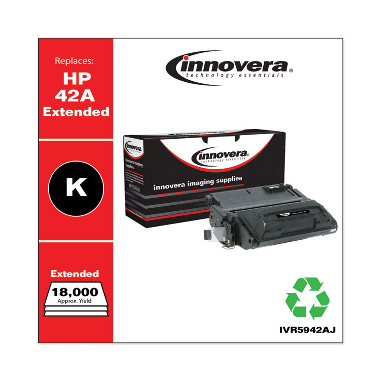 INNOVERA Remanufactured Black Extended-Yield Toner, Replacement for 42A (Q5942AJ), 18,000 Page-Yield (IVR5942AJ)