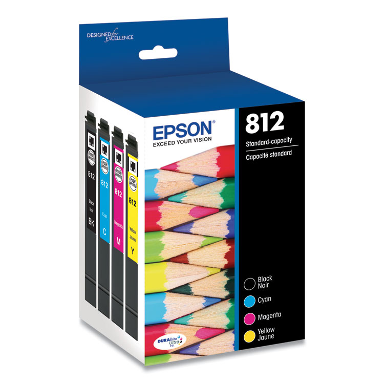 EPSON AMERICA, . T812120-BCS (T812) DURABrite Ultra Ink, 350/300 Page-Yield, Black/Cyan/Magenta/Yellow (EPST812120BCS)