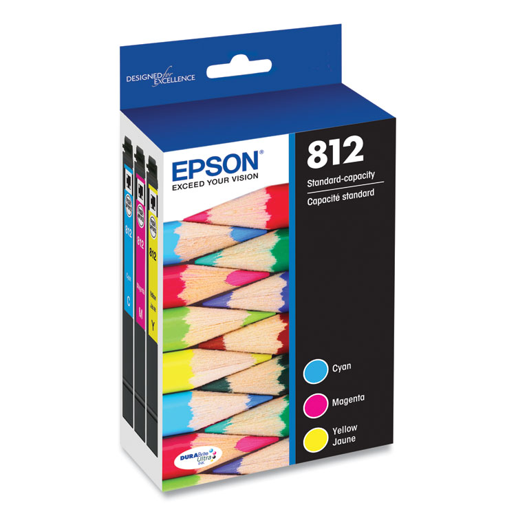 EPSON AMERICA, . T812520-S (T812) DURABrite Ultra Ink, 300 Page-Yield, Cyan/Magenta/Yellow (EPST812520S)