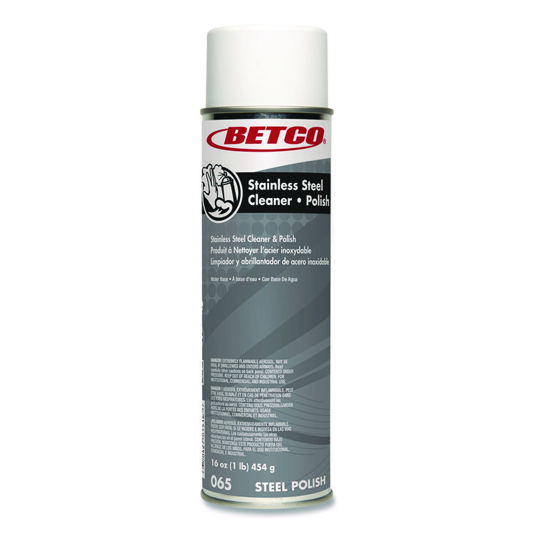 BETCO CORPORATION Stainless Steel Cleaner and Polish, Characteristic Scent, 16 oz Aerosol Spray, 12/Carton (BET652300)