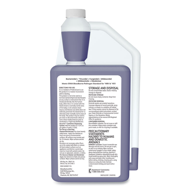 DIVERSEY Virex II 256 One-Step Disinfectant Cleaner Deodorant, Mint, 32oz Bottle,6/Crtn (DVS04331)