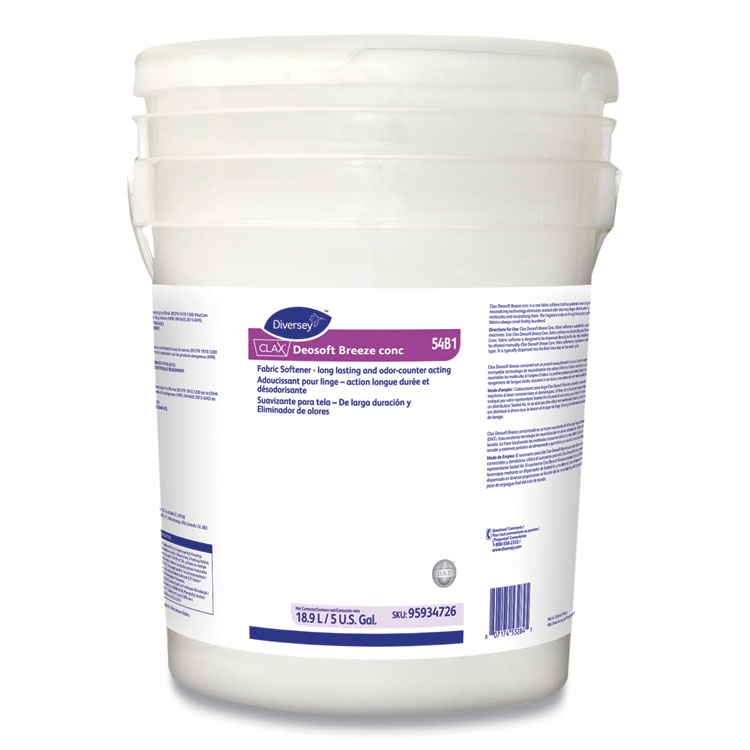 DIVERSEY Clax Deosoft Breeze Concentrated Fabric Softener, Fresh Scent, 5 gal Pail (DVS95934726)