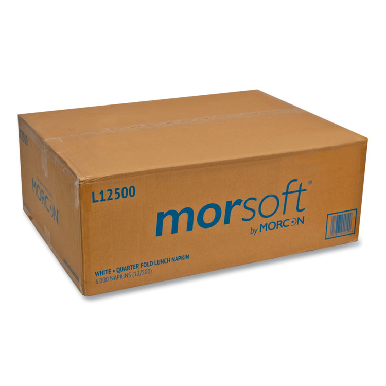 MORCON Morsoft 1/4 Fold Lunch Napkins, 1-Ply, 11.8 x 11.8, White, 6,000/Carton (MOR1250)