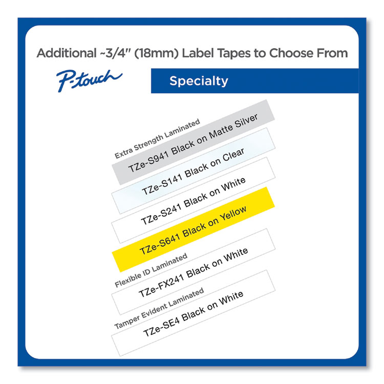 BROTHER INTL. CORP. TZ Security Tape Cartridge for P-Touch Labelers, 0.7" x 26.2 ft, Black on White (BRTTZESE4)