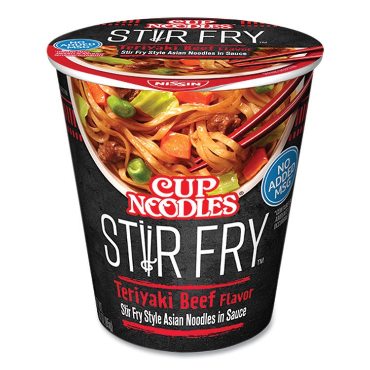 NISSIN FOODS Cup Noodles Stir Fry, Teriyaki Beef, 3 oz Cup, 6/Carton (NSFNIS42401)
