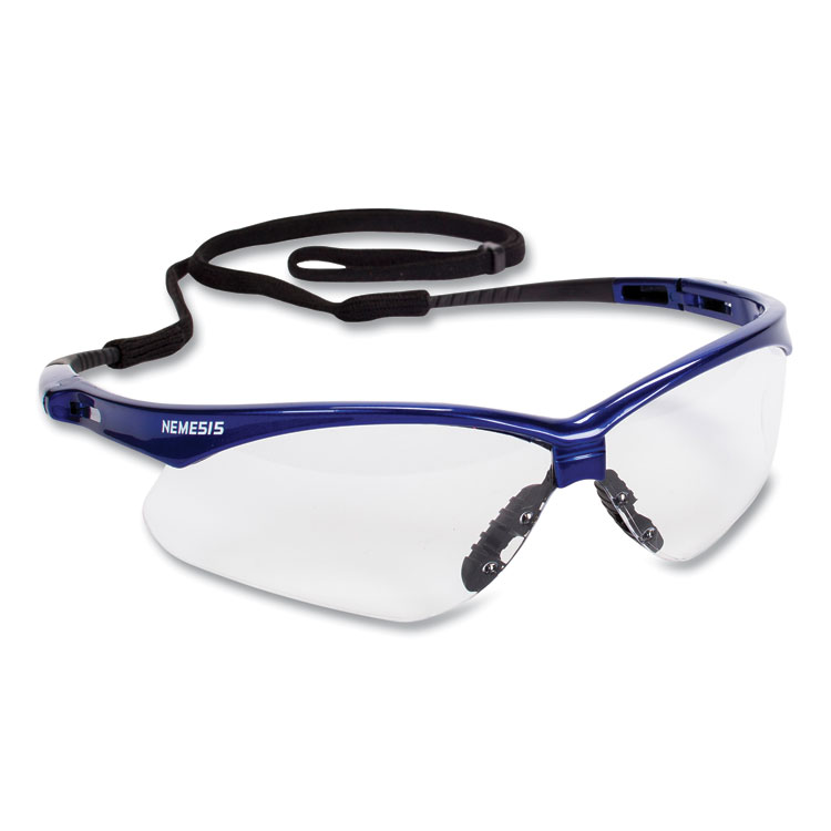 KIMBERLY-CLARK PROFESSIONAL Nemesis Safety Glasses, Metallic Blue Half Frame, Clear Dual Lens, 12/Box (ANS47384)