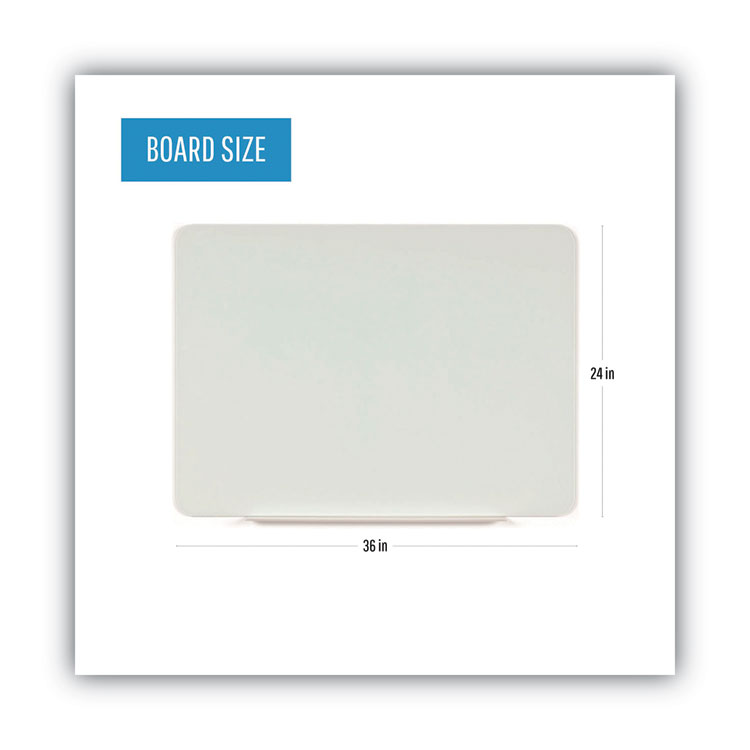 BI-SILQUE VISUAL COMMUNICATION PRODUCTS Magnetic Glass Dry Erase Board, 36" x 24", Opaque White Surface (BVCGL070101)