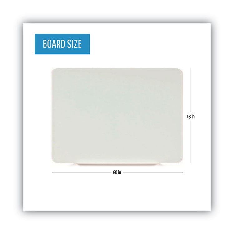 BI-SILQUE VISUAL COMMUNICATION PRODUCTS Magnetic Glass Dry Erase Board, 60" x 48", Opaque White Surface (BVCGL110101)