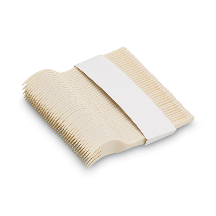 DIXIE FOOD SERVICE SmartStock Plastic Cutlery Refill, Series-O, Mediumweight Fork, Beige, 40/Pack, 24 Packs/Carton (DXESSF11B)