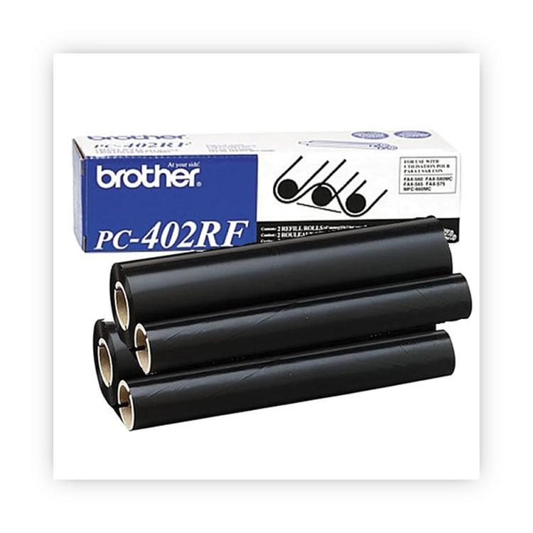 BROTHER INTL. CORP. PC-402RF Thermal Transfer Refill Roll, 150 Page-Yield, Black, 2/Pack (BRTPC402RF)