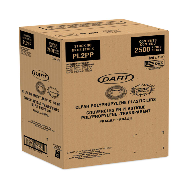 DART Portion/Souffle Cup Lids, Fits 1.5 oz to 2.5 oz Portion Containers, Plastic, Clear, 125/Sleeve, 20 Sleeves/Carton (DCCPL2PP)