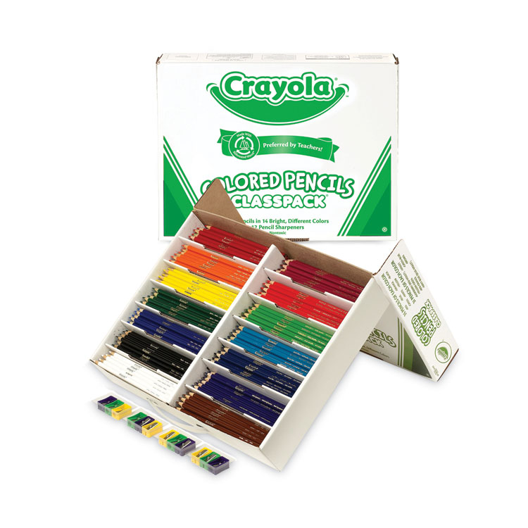 BINNEY & SMITH / CRAYOLA Color Pencil Classpack Set with (462) Pencils and (12) Pencil Sharpeners, 3.3 mm, 2B, Assorted Lead and Barrel Colors, 462/BX (CYO688462)