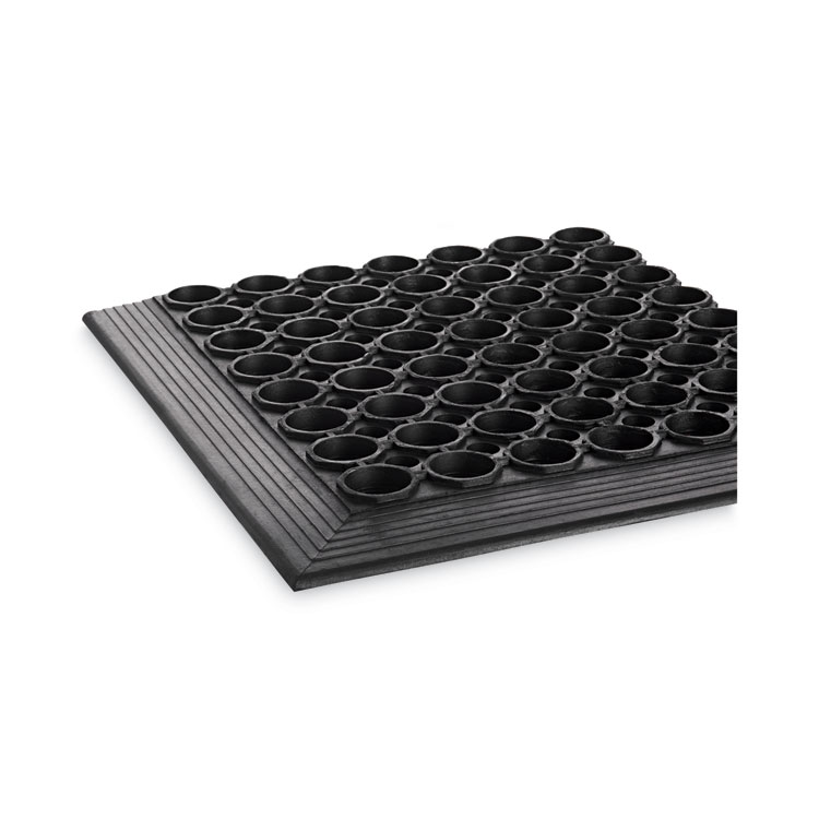 CROWN MATS & MATTING Safewalk-Light Wet/Oily Floor Anti-Fatigue Drainage Mats, 0.5" Thick, 36" x 10 ft, Black Perforated Surface (CWNWSCT31BK)