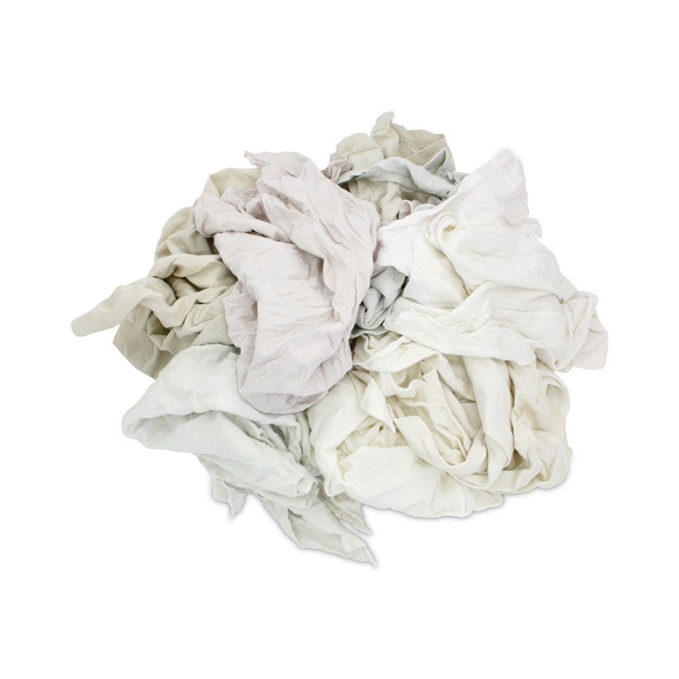 HOSPECO Reclaimed White Knit Rags, 25 lb/Carton (HOS34025)