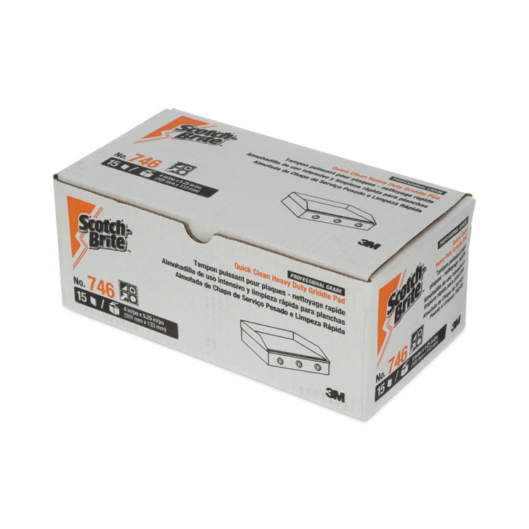 3M/COMMERCIAL TAPE DIV. Quick Clean Heavy Duty Griddle Pad 746, 4" x 5.25", Orange, 15/Carton (MMM59817)