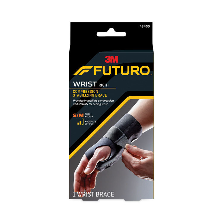 3M/COMMERCIAL TAPE DIV. Energizing Wrist Support, Small/Medium, Fits Right Wrists 5.5" to 6.75", Black, 12/Carton (MMM48400ENCT)