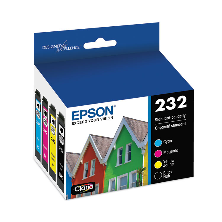 EPSON AMERICA, . T232120BCS (T232) Claria Ink, 165 Page-Yield, Black/Cyan/Magenta/Yellow (EPST232120BCS)
