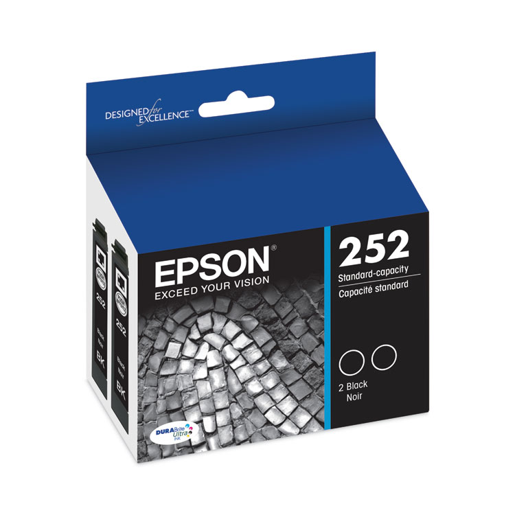 EPSON AMERICA, . T252120D2 (T252) DURABrite Ultra Ink, 350 Page-Yield, Black, 2/Pack (EPST252120D2)