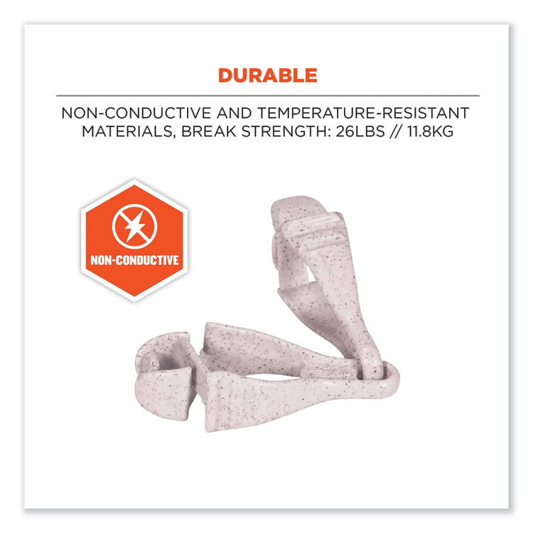 ERGODYNE CORPORATION Squids 3400 Dual Clip Glove Clip Holder, 1 x 1 x 6.5, Acetal Copolymer, Granite (EGO19115)