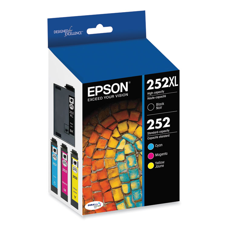 EPSON AMERICA, . T252XL-BCS (252XL) DURABrite Ultra High-Yield Ink, 1,100 Page-Yield, Black/Cyan/Magenta/Yellow (EPST252XLBCS)