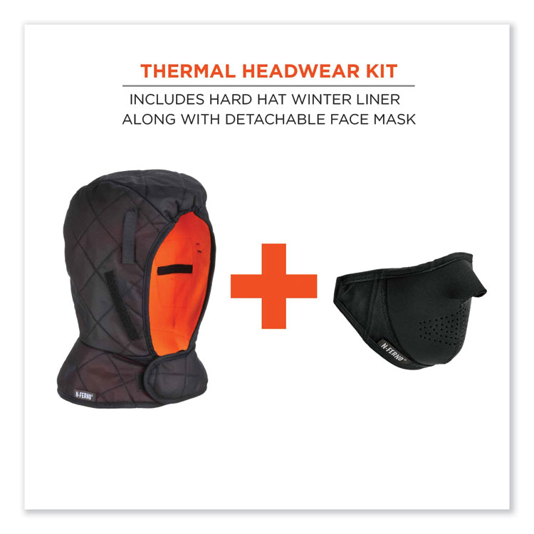 ERGODYNE CORPORATION N-Ferno 6878 3-Layer Winter Liner + Mouthpiece Kit, Fleece/Neoprene/Polyester, One Size Fits Most, Black (EGO16878)