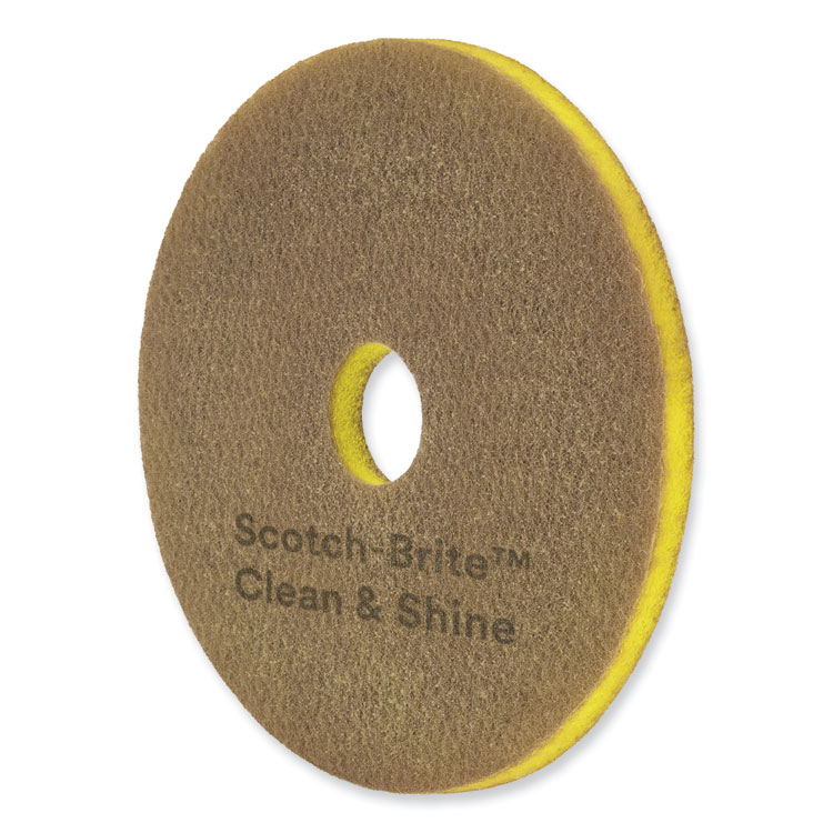3M/COMMERCIAL TAPE DIV. Clean and Shine Pad, 18" Diameter, Brown/Yellow, 5/Carton (MMM09543)