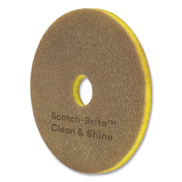 3M/COMMERCIAL TAPE DIV. Clean and Shine Pad, 19" Diameter, Brown/Yellow, 5/Carton (MMMCS19)
