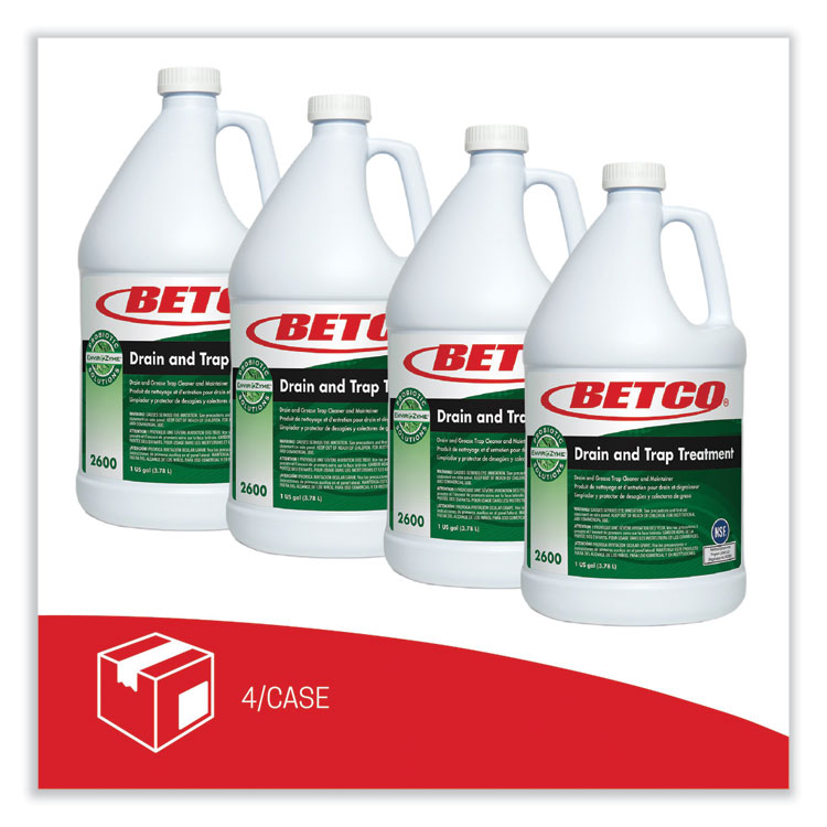 BETCO CORPORATION BioActive Solutions Drain and Trap Treatment, Ocean Scent, 1 gal Bottle, 4/Carton (BET26000400)