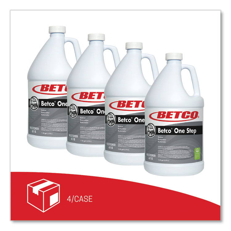 BETCO CORPORATION One Step Floor Restorer, Lemon Scent, 1 gal Bottle, 4/Carton (BET6180400)