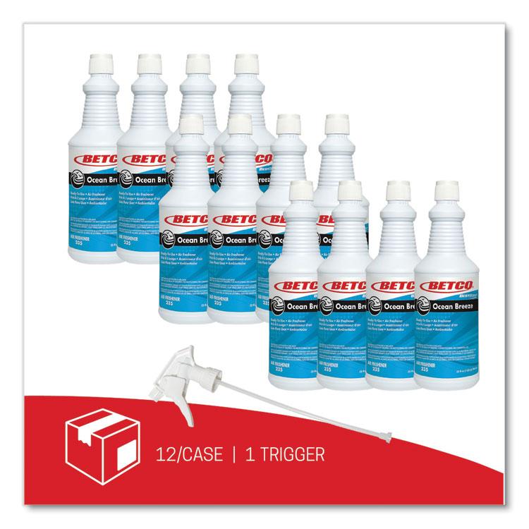 BETCO CORPORATION BestScent Ocean Breeze RTU Deodorizer, Ocean Breeze Scent, 32 oz Spray Bottle, 12/Carton (BET2351200)