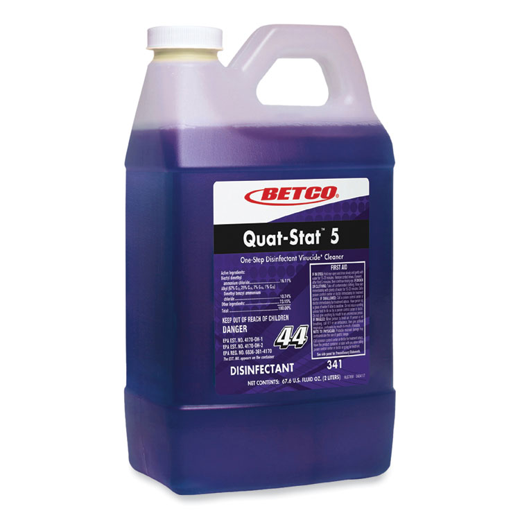 BETCO CORPORATION Quat-Stat 5 FastDraw Disinfectant, Lavender Scent, 2 L Bottle, 4/Carton (BET3414700)