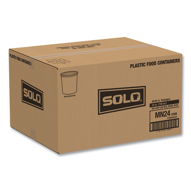 DART Microgourmet Plastic Deli Container, 24 oz, 4.7" Diameter x 4.18" h, Translucent, 500/Carton (DCCMN240100)