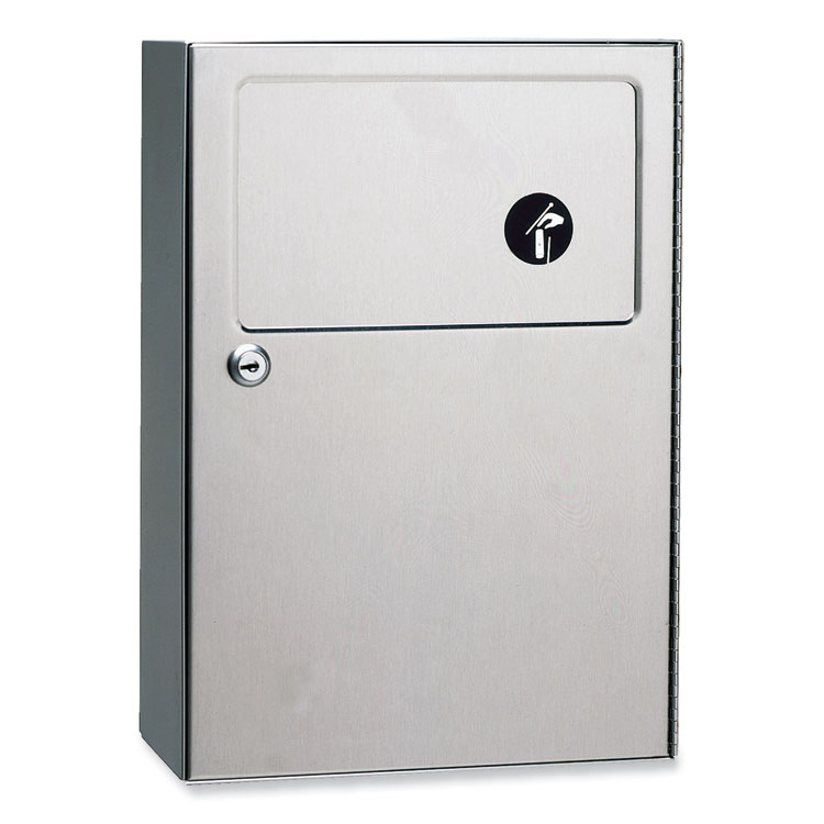 BOBRICK WASHROOM ClassicSeries Surface-Mounted Sanitary Napkin Disposal, 0.5 gal, Stainless Steel (BOB254)