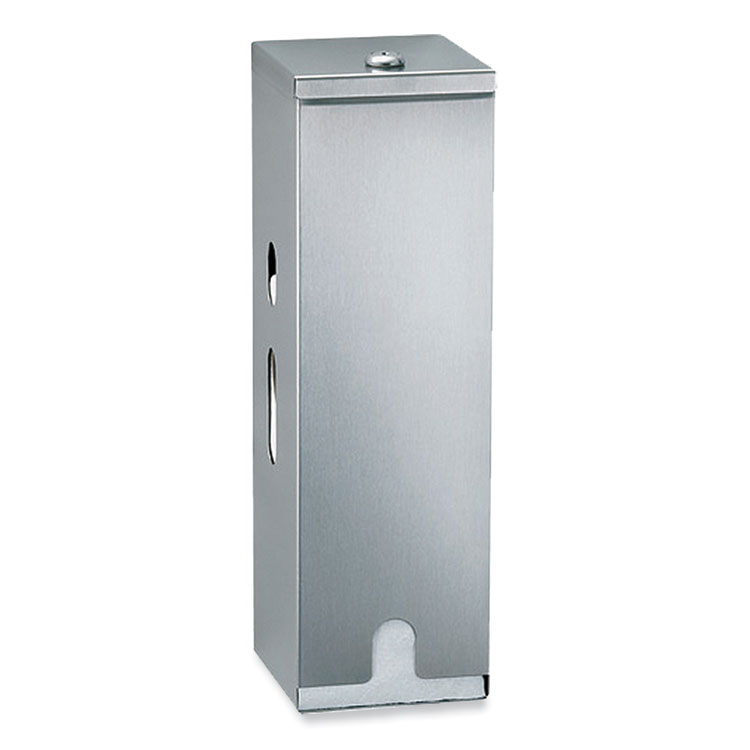 BOBRICK WASHROOM ClassicSeries Surface-Mounted Three-Roll Toilet Tissue Dispenser, 4.63 x 5 x 14.88, Satin Finish Stainless Steel (BOB27313)