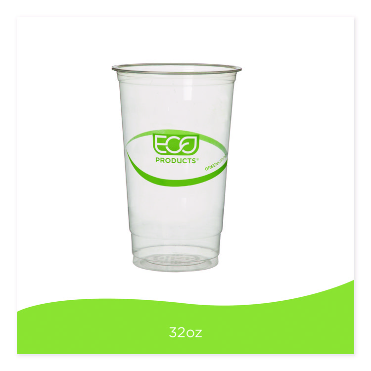 ECO-PRODUCTS,INC. GreenStripe PLA Cold Cups, 32 oz, Plastic, Clear, 1,000/Carton (ECOEPCC32GS)