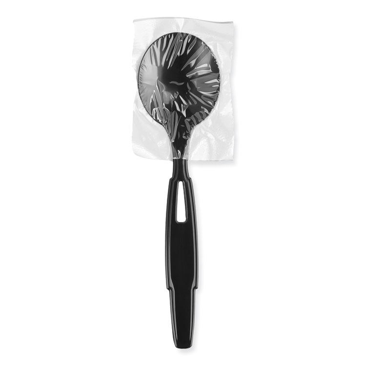 DIXIE FOOD SERVICE SmartStock Wrapped Heavyweight Cutlery Refill, Soup Spoon, Plastic, Black, 960/Carton (DXESSWPS5)