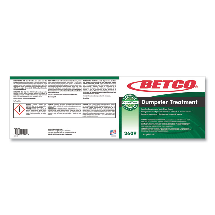 BETCO CORPORATION Dumpster Treatment, Mango Scent, 1 gal Bottle, 4/Carton (BET26090400)