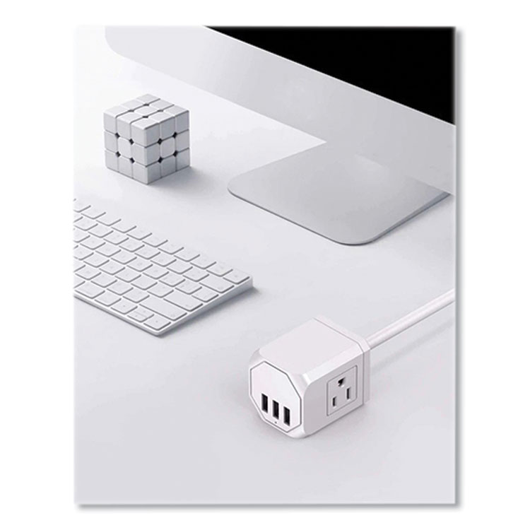 LAX GADGETS 3-Outlet 3-USB Port Surge Protector, 3 AC Outlets/3 USB Ports, 5 ft Cord, White (LXGOUT3X3WH)