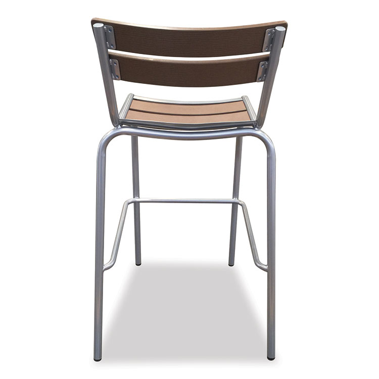 JMC FURNITURE Elcano Series Barstool, Outdoor-Seating, Supports Up to 300 lb, 29" Seat Height, Brown/Silver Seat, Brown Back, Silver Base (JMCELCANOBSSLW)